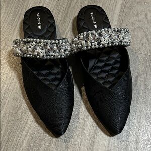 Birdies Black Pearl Embellished Mules(NWOT)